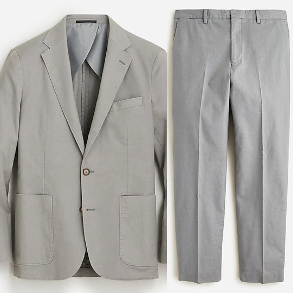 NWT J. Crew Men’s Classic-fit Suit in stretch hemp-organic cotton blend